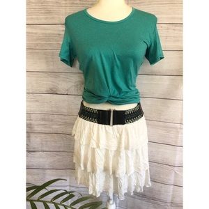 Mary Jane Tier Layered Skirt with Belt
